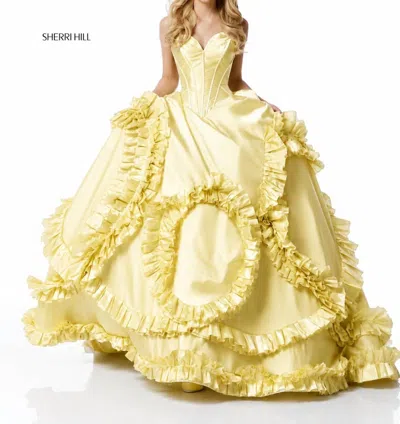 Sherri Hill Taffeta Ball Gown In Yellow