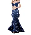 Sherri Hill Taffeta Two-piece Mermaid Casual Dress In Navy/ivory In Multi