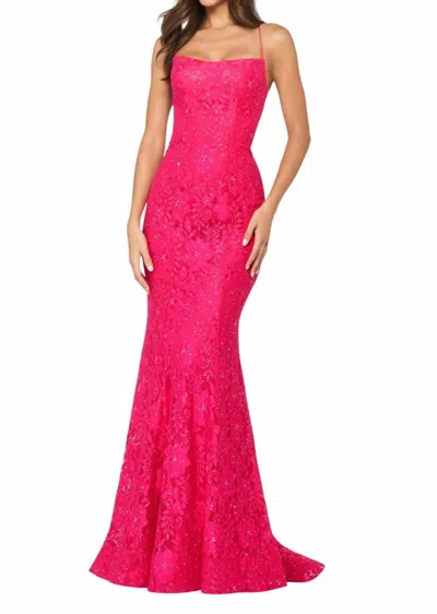 Sherri Hill Tie Back Lace Dress In Pink