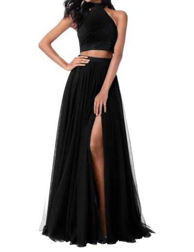 Sherri Hill Two-piece Beaded Prom Dress In Black