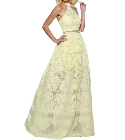 Sherri Hill Two-piece High-neck Prom Dress In Yellow