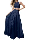 Sherri Hill Two-piece Lace Appliqued Prom Dress In Navy In Blue