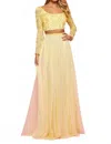 Sherri Hill Two-piece Long Sleeve Prom Dress In Yellow In Yellow