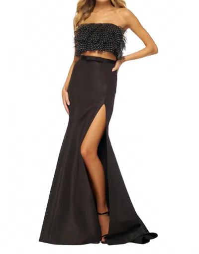 Sherri Hill Two-piece Polka Dots Prom Dress In Black