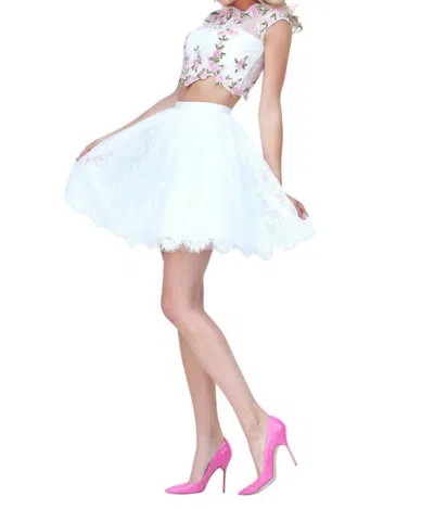 Sherri Hill Two-piece Set Prom Dress In Ivory/pink In Multi