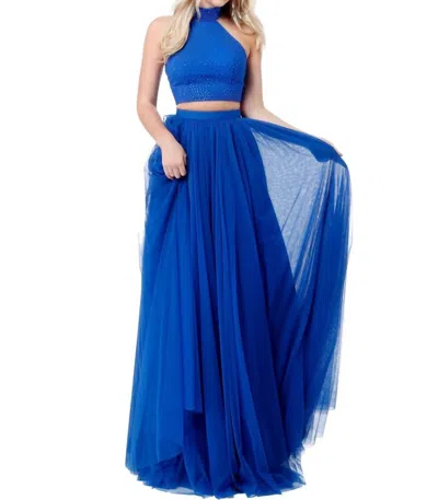 Sherri Hill Two-piece Beaded Prom Dress In Royal In Multi