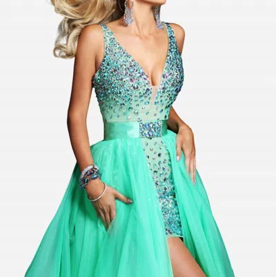 Sherri Hill Two-piece Crystal Cocktail Dress In Lime In Blue