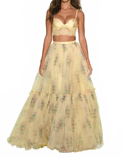Sherri Hill Two-piece Floral A-line Dress In Yellow