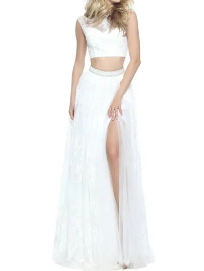 Sherri Hill Two-piece Lace Prom Dress In Ivory In White