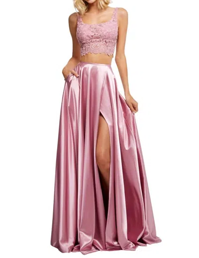 Sherri Hill Two-piece Silk Satin Casual Dress In Rose In Pink