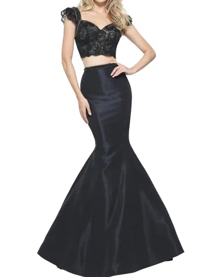 Sherri Hill Two-piece Taffeta Prom Dress In Black