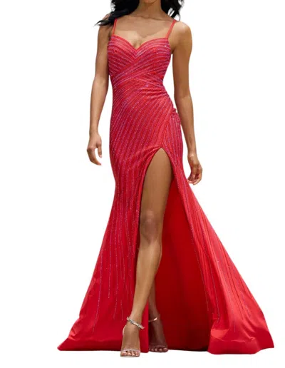Sherri Hill V-neck Dazzling Prom In Red