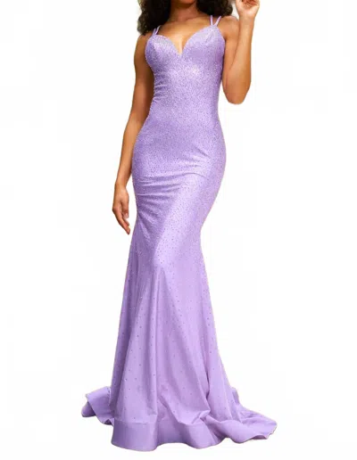 Sherri Hill V-neck Fitted Gown In Lilac In Purple