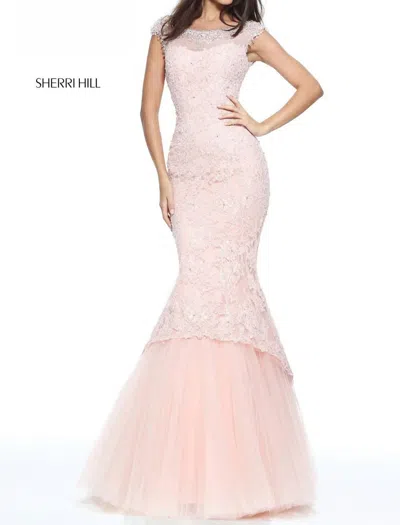 Sherri Hill Women's Beaded Lace Mermaid Gown In Blush In Pink