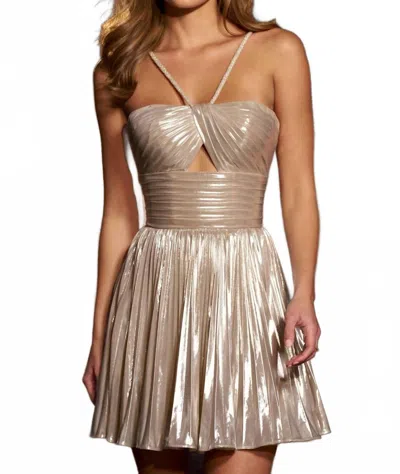 Sherri Hill Women's Halter With Keyhole Dress In Champagne In Brown