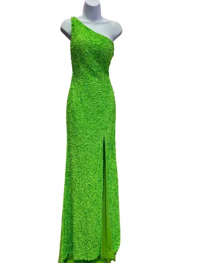 Sherri Hill Women's One Shoulder Gown In Neon Green