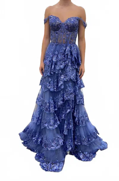 Sherri Hill Women's Sequin Corset Gown In Periwinkle In Blue