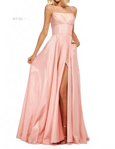 Sherri Hill Wrap Skirt With Pockets Prom Gown In Blush In Gold