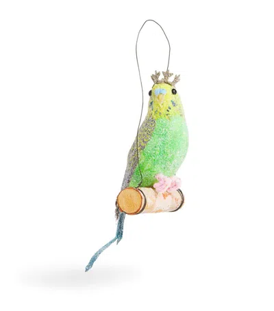 Sherri's Designs Glitter-embellished Parakeet Tree Decoration In Green