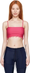 Sherris Pink Nylon Tank Top In 40 Solid Pink