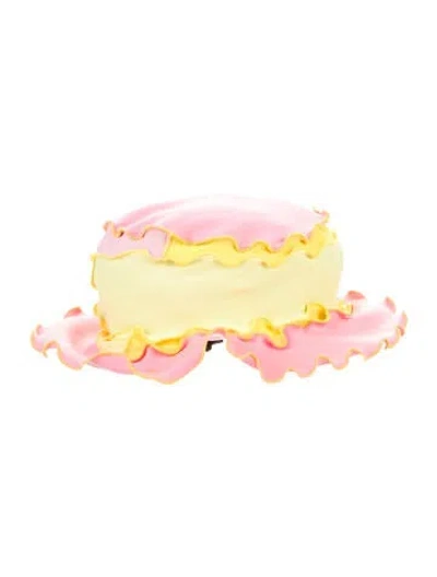 Pre-owned Sherris Ruffle-accented Bucket Hat W/ Tags In Yellow