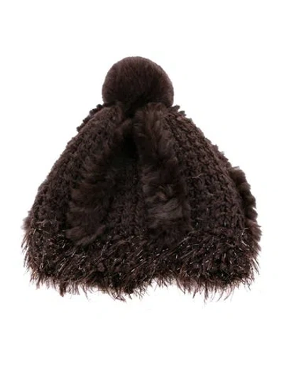 Pre-owned Sherry Cassin Fuzzy Fringed Hat In Brown