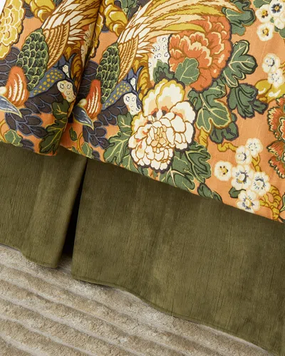 Sherry Kline Home Bryson King Velvet Box Pleat Bed Skirt In Olive