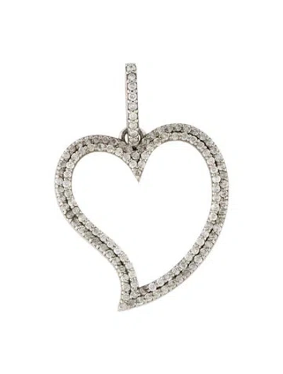 Pre-owned Sheryl Lowe 1.26ctw Diamond Heart Pendant, 1.75" In Multi