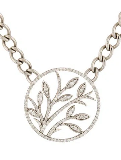 Pre-owned Sheryl Lowe 1.32ctw Diamond Leaves & Branches Pendant Necklace, 17" In Multi