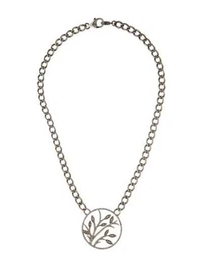 Pre-owned Sheryl Lowe 1.32ctw Diamond Leaves And Branches Pendant Necklace, 17" In Multi