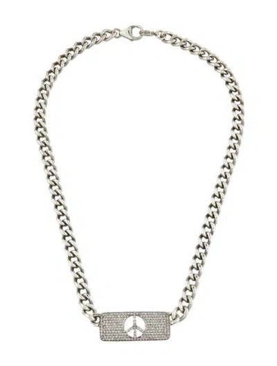 Pre-owned Sheryl Lowe 1.35ctw Diamond Peace Id Pendant Necklace, 18" In Multi