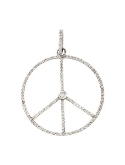 Pre-owned Sheryl Lowe 1.41ctw Diamond Peace Sign Pendant, 2.5" In Multi