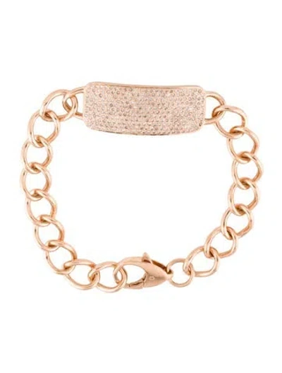 Pre-owned Sheryl Lowe 14k 1.98ctw Diamond Id Tag Curb Chain Bracelet, 7.25" In Multi