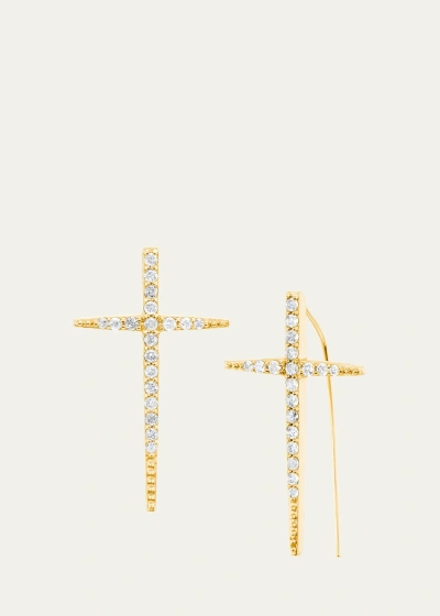 Sheryl Lowe 14k Baby Cross Stick Earrings In Gold