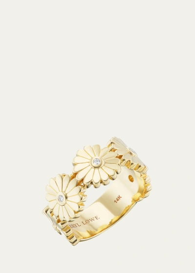 Sheryl Lowe 14k Daisy Ring With Diamond Bezels In Yellow Gold