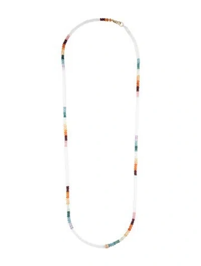 Pre-owned Sheryl Lowe 14k Diamond & Multistone Beaded Necklace, 36"