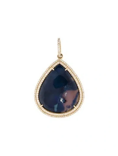 Pre-owned Sheryl Lowe 14k Diamond & Opal Teardrop Pendant In Multi