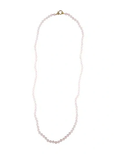 Pre-owned Sheryl Lowe 14k Diamond & Rose Quarts Bead Strand Necklace, 35" In Multi