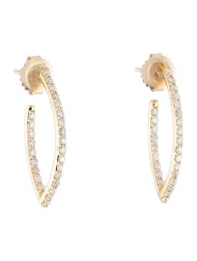 Pre-owned Sheryl Lowe 14k Diamond Baby Marquis Hoop Earrings In Multicolor
