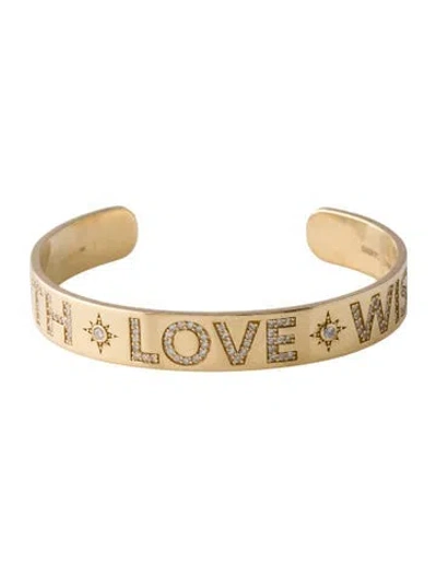 Pre-owned Sheryl Lowe 14k Diamond 'faith Love Wisdom' Cuff, 6.5" In Multi