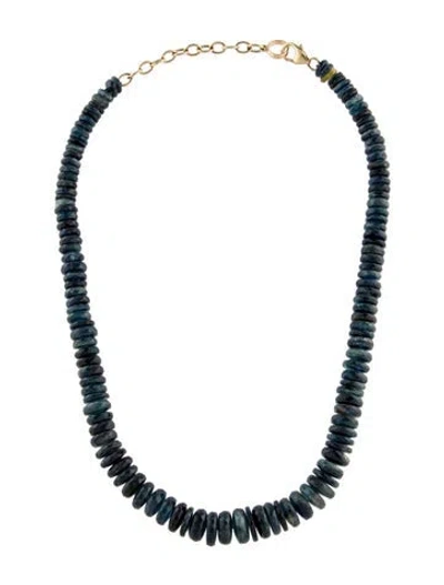 Pre-owned Sheryl Lowe 14k Graduated Kyanite Rondelle Bead Necklace, 17.5" In Multi