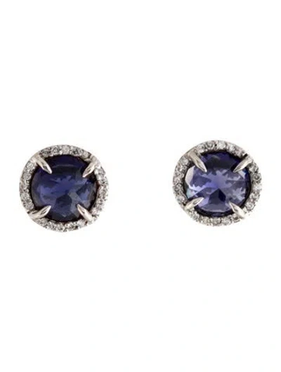 Pre-owned Sheryl Lowe 14k Iolite & Diamond Stud Earrings In Multicolor