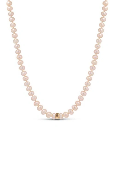 Sheryl Lowe 14k Pearl 8mm Knotted Necklace With Smooth Rondelle