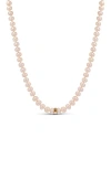 Sheryl Lowe 14k Pearl 8mm Knotted Necklace With Smooth Rondelle In Pearl/gold