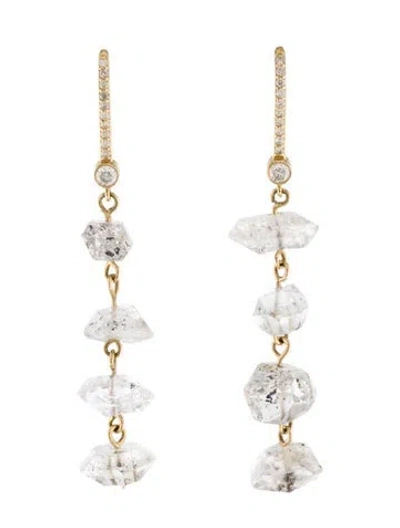 Pre-owned Sheryl Lowe 14k Quartz & Diamond Drop Earrings In Multi