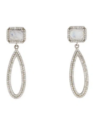 Pre-owned Sheryl Lowe 1.78ctw Diamond & Moonstone Drop Earrings In Multi