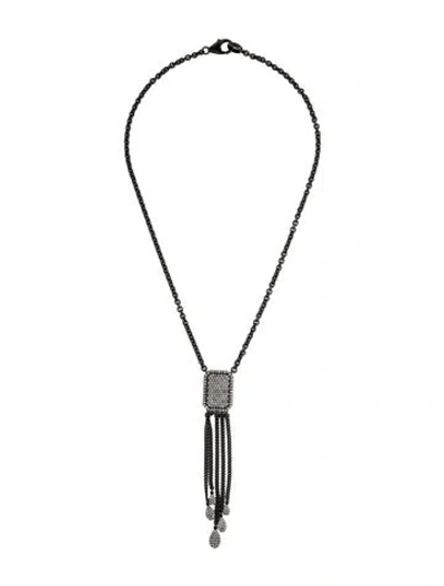 Pre-owned Sheryl Lowe 1.89ctw Diamond Shield Fringe Pendant Necklace, 17.5" In Multi