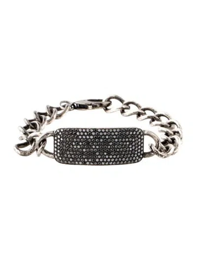 Pre-owned Sheryl Lowe 1.98ctw Diamond Id Bracelet, 6.75" In Multi
