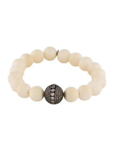 Pre-owned Sheryl Lowe 2.13ct Diamond & Coral Bead Bracelet, 6.25" In Multi