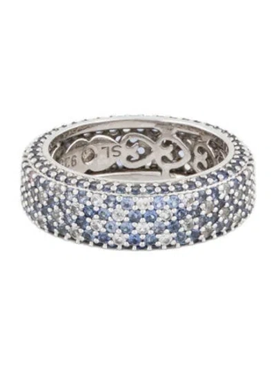 Pre-owned Sheryl Lowe 2.25ctw Sapphire Cobblestone Eternity Band Ring In Blue/clear